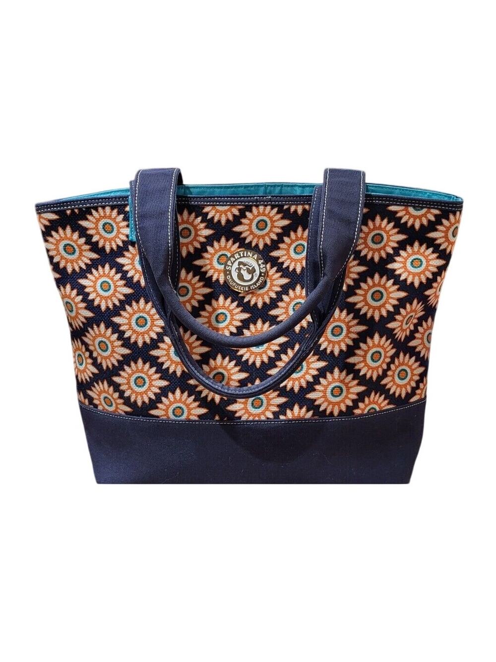 SPARTINA 449 Beach TOTE, Canvas (orange, blue & white Design)